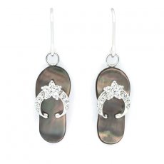 Boucles d'oreilles en Nacre de Tahiti et Argent .925 Rhodié