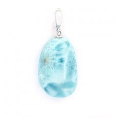 Pendentif Clip en Argent et 1 Larimar - 31 x 19.5 x 8.5 mm - 9.1 gr