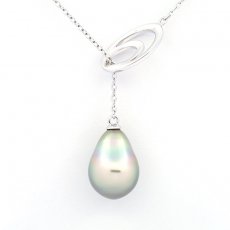 Collier en Argent et 1 Perle de Tahiti Semi-Baroque B 10 mm