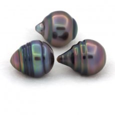 Lot de 3 Perles de Tahiti Cerclées C de 10.5 à 10.8 mm