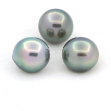 Lot de 3 Perles de Tahiti Semi-Baroques C de 9.6 à 9.9 mm