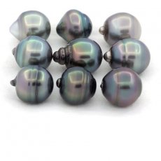 Lot de 9 Perles de Tahiti Cerclées C de 11 à 11.4 mm