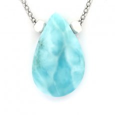 Collier en Argent et 1 Larimar - 31 x 20 x 8.5 mm - 8.5 gr