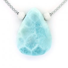 Collier en Argent et 1 Larimar - 27 x 20 x 7 mm - 6.8 gr