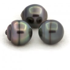 Lot de 3 Perles de Tahiti Cerclées C de 12.5 à 12.9 mm