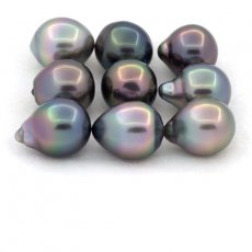 Lot de 9 Perles de Tahiti Semi-Baroques B de 9.5 à 9.7 mm