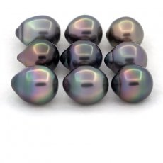 Lot de 9 Perles de Tahiti Semi-Baroques B/C de 10 à 10.3 mm