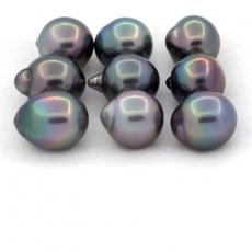 Lot de 9 Perles de Tahiti Semi-Baroques B de 10.1 à 10.4 mm