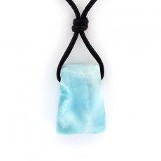 Collier en Cuir et 1 Larimar - 25 x 18 x 10 mm - 9.3 gr