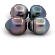 Lot de 4 Perles de Tahiti Cerclées B/C de 11.1 à 11.2 mm