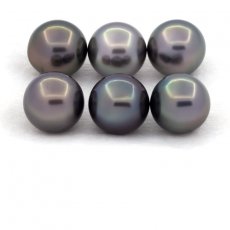 Lot de 6 Perles de Tahiti Rondes et Semi-Rondes C de 8.7 à 8.9 mm