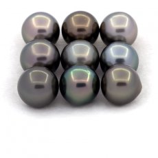 Lot de 9 Perles de Tahiti Rondes et Semi-Rondes C de 8.6 à 8.9 mm