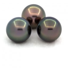 Lot de 3 Perles de Tahiti Rondes C de 11 à 11.2 mm