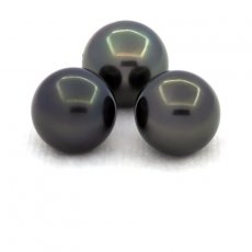 Lot de 3 Perles de Tahiti Rondes C de 10 à 10.4 mm