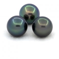 Lot de 3 Perles de Tahiti Rondes C de 10 à 10.2 mm