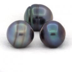 Lot de 3 Perles de Tahiti Cerclées C de 12.2 à 12.4 mm