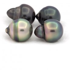 Lot de 4 Perles de Tahiti Cerclées B/C de 10.5 à 10.8 mm