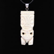 Pendentif Tiki en Os et Argent