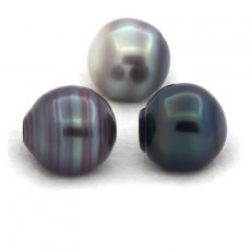 Lot de 3 Perles de Tahiti Cerclées C 13 mm