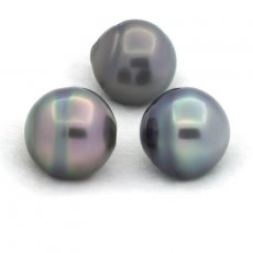 Lot de 3 Perles de Tahiti Cerclées C de 12.4 mm