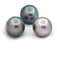 Lot de 3 Perles de Tahiti Semi-Baroques C de 12.6 à 12.7 mm