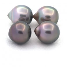 Lot de 4 Perles de Tahiti Semi-Baroques B de 10 à 10.1 mm