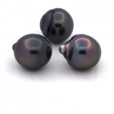 Lot de 3 Perles de Tahiti Semi-Baroques B de 10.7 à 10.8 mm