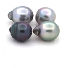 Lot de 4 Perles de Tahiti Semi-Baroques B/C de 10.5 à 10.7 mm