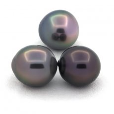 Lot de 3 Perles de Tahiti Semi-Baroques B de 11 à 11.3 mm