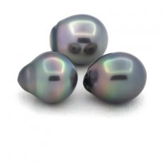 Lot de 3 Perles de Tahiti Semi-Baroques B de 11.1 à 11.3 mm