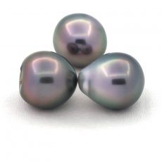 Lot de 3 Perles de Tahiti Semi-Baroques B de 11 à 11.1 mm