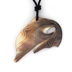 Pendentif en nacre de Tahiti et Collier en cuir