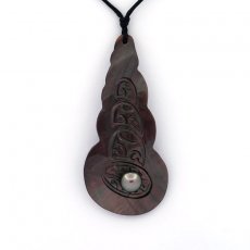 Pendentif en nacre et 1 Perle de Tahiti Semi-Ronde C 8 mm