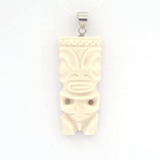 Pendentif Tiki en Os et Argent