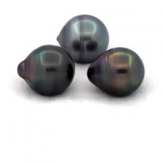 Lot de 3 Perles de Tahiti Cerclées C de 12 à 12.4 mm