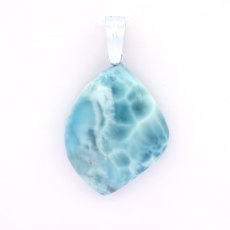 Pendentif Clip en Argent et 1 Larimar - 35 x 27 x 9 mm - 13.5 gr