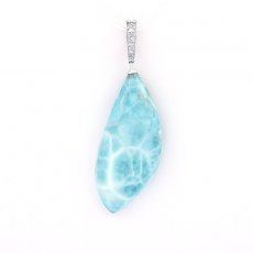 Pendentif Clip en Argent et 1 Larimar - 38 x 17 x 9 mm - 9 gr