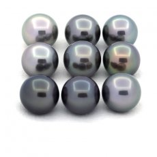 Lot de 9 Perles de Tahiti Rondes C de 10.6 à 10.9 mm