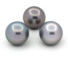 Lot de 3 Perles de Tahiti Rondes C de 11.1 à 11.2 mm