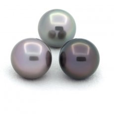 Lot de 3 Perles de Tahiti Rondes C de 11.5 mm