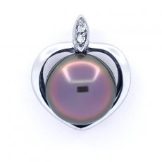 Pendentif en Argent et 1 Perle de Tahiti Semi-Baroque B/C 12 mm