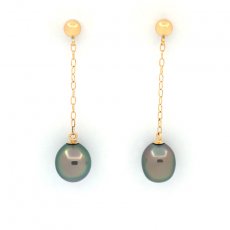 Boucles d'oreilles en Or 18K et 2 Keishis de Tahiti