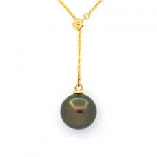 Collier en Or 18K et 1 Perle de Tahiti Ronde A 9.3 mm