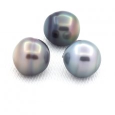 Lot de 3 Perles de Tahiti Cerclées C de 11.5 à 11.7 mm