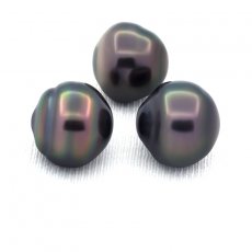 Lot de 3 Perles de Tahiti Cerclées D de 12.9 à 13.2 mm