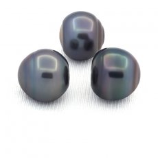 Lot de 3 Perles de Tahiti Cerclées D de 13.6 à 13.8 mm