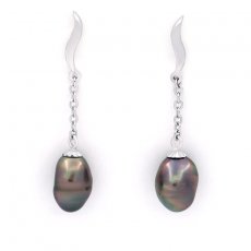 Boucles d'Oreilles en Argent et 2 Keishis de Tahiti