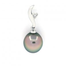 Pendentif en Argent et 1 Perle de Tahiti Semi-Baroque C 9.4 mm