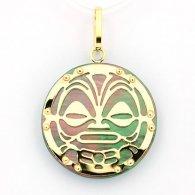 Pendentif en Or 18K et Nacre de Tahiti - Diamètre = 21 mm - Mana