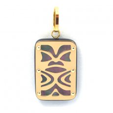 Pendentif en Or 18K et Nacre de Tahiti - Dimensions = 18 X 12 mm - Chance